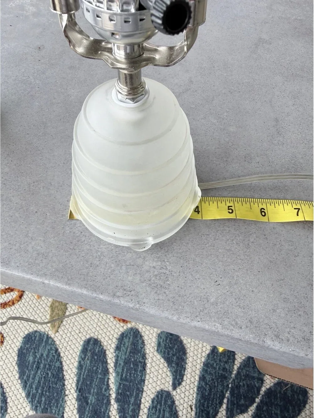 Pair of Vintage Frosted Glass Beehive Accent Table Lamps Brushed Nickel